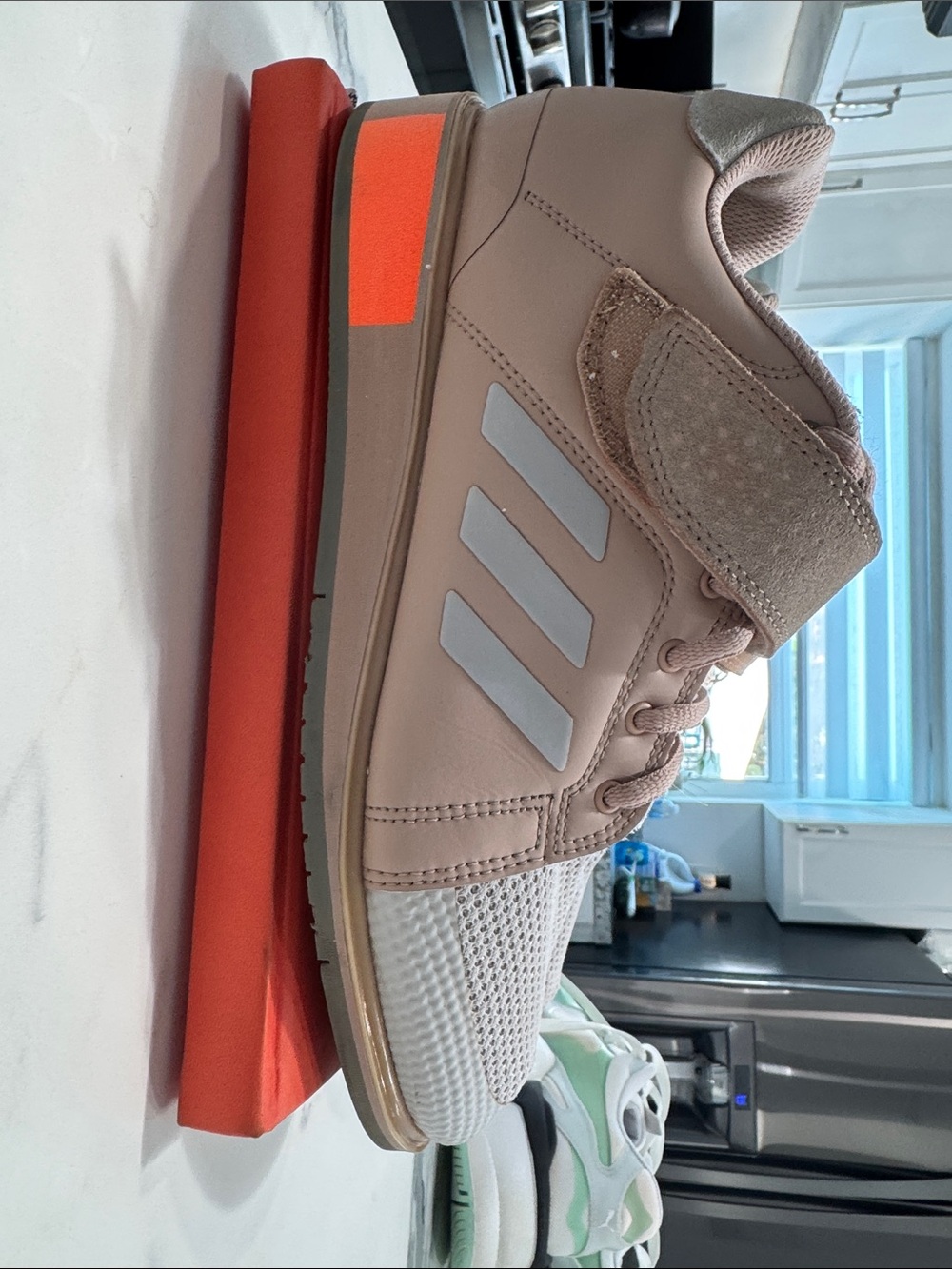Adidas Power Perfect 3 Weightlifting Shoes Mens 7.5 Pink Good Hook Loop Strap